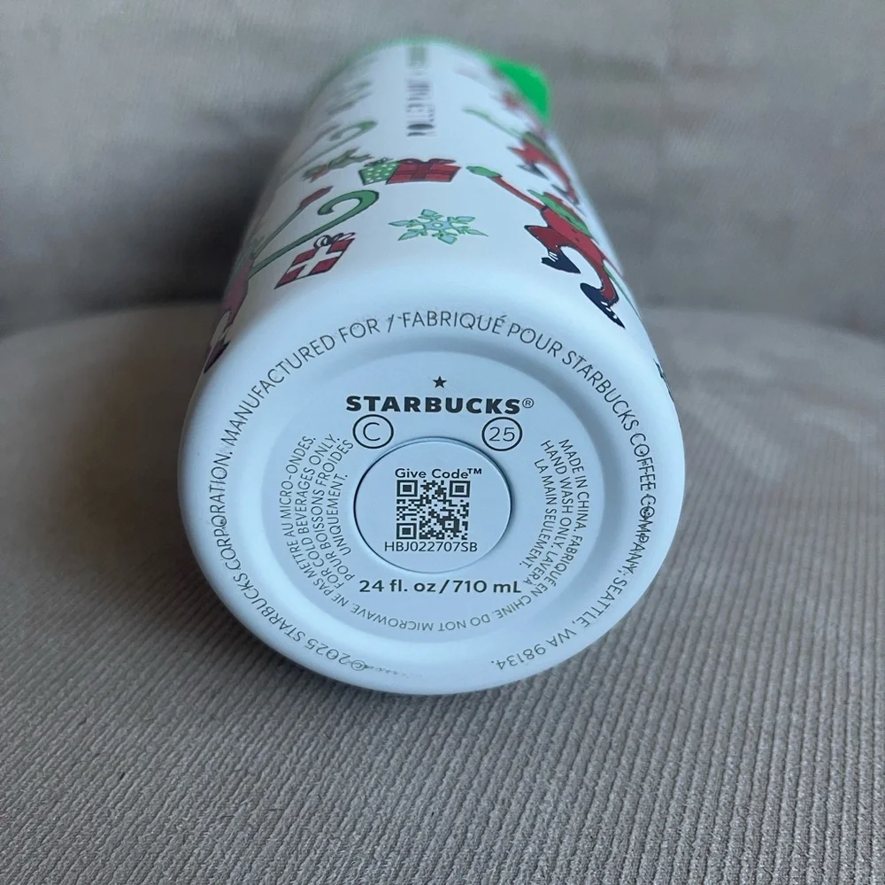 STARBUCKS x Roller Rabbit 2025 Christmas Tumbler 24oz Cup w Lid & Straw NEW - Picture 6 of 6